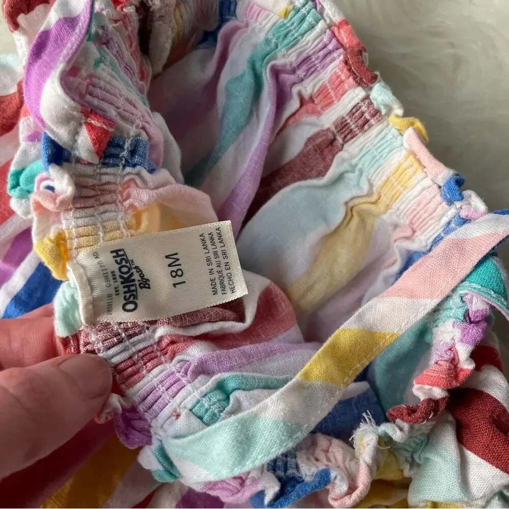 Oshkosh B’gosh Rainbow Stripe Toddler Dress Linen Blend 18M